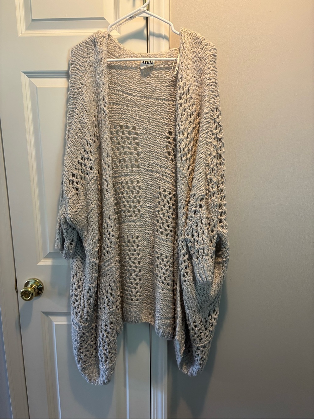 ARULA Open-Weave Light Cream Women's Cardigan